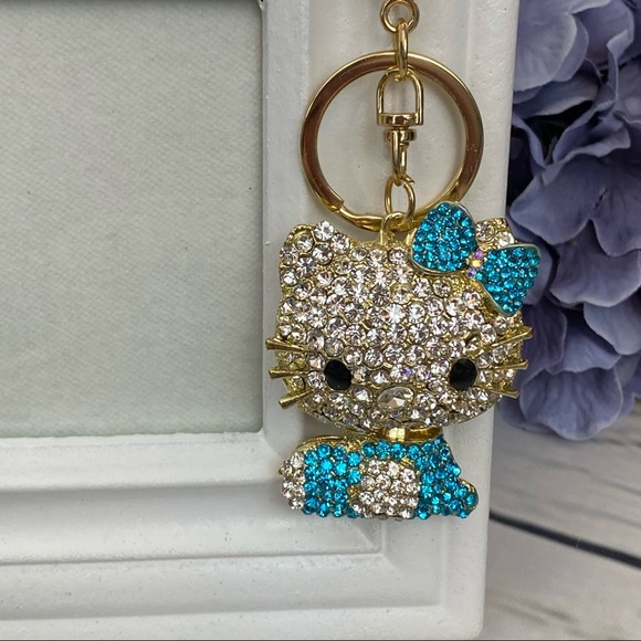Hello Kitty with Blue Crystal Dress & Bow Keychain Charm - Picture 3 of 13